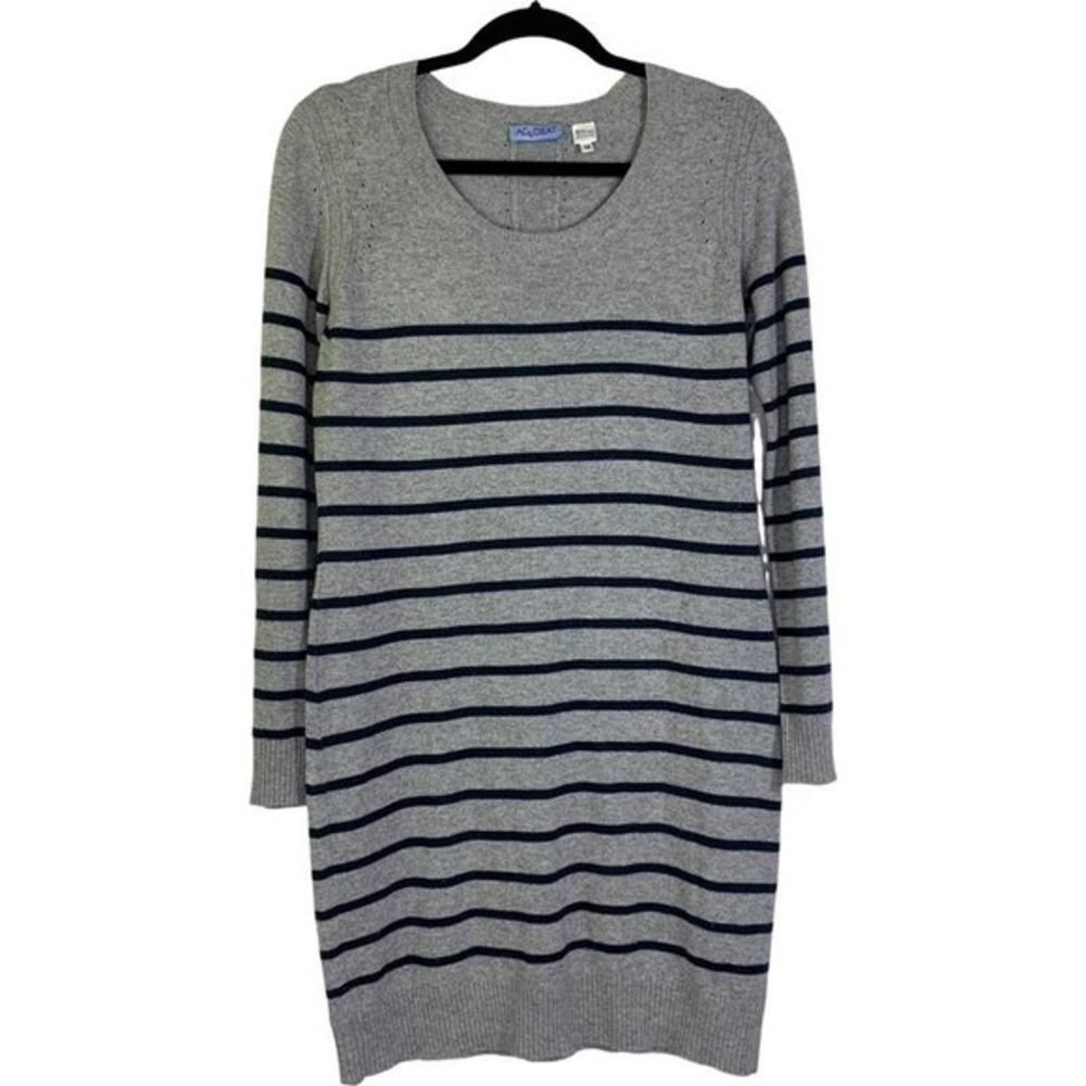 ACROBAT Silk & Cashmere Lightweight Crew Neck Striped Sweater Dress - Medium